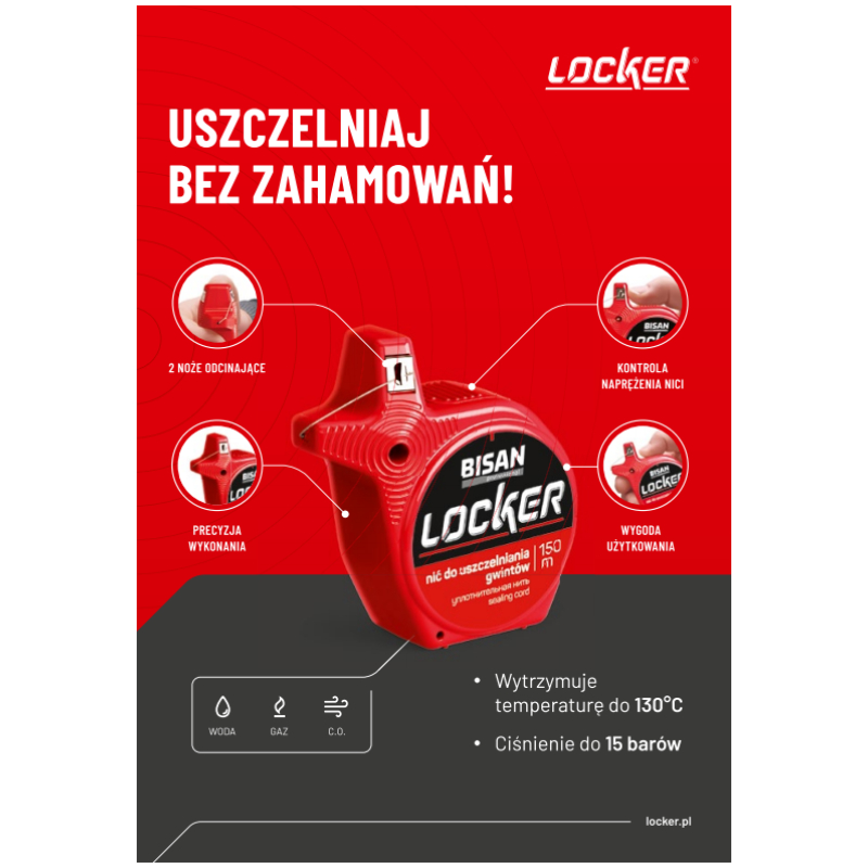 Nić do uszczelniania gwintów LOCKER - 150 mb
