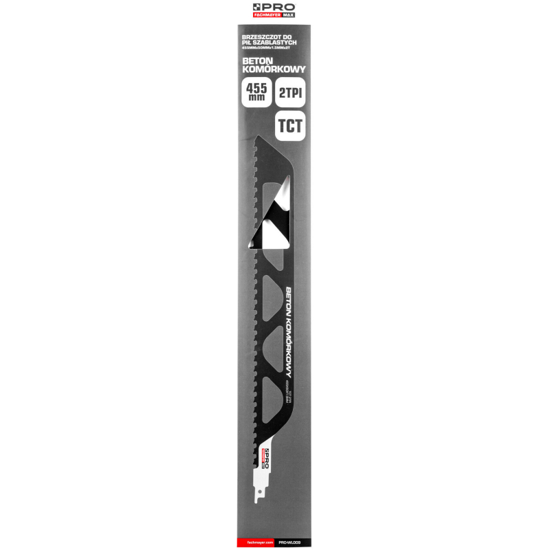 Brzeszczot do pił szablastych - beton komórkowy 455 mm x 50 mm x 1.5 mm x 2T TCT PRO