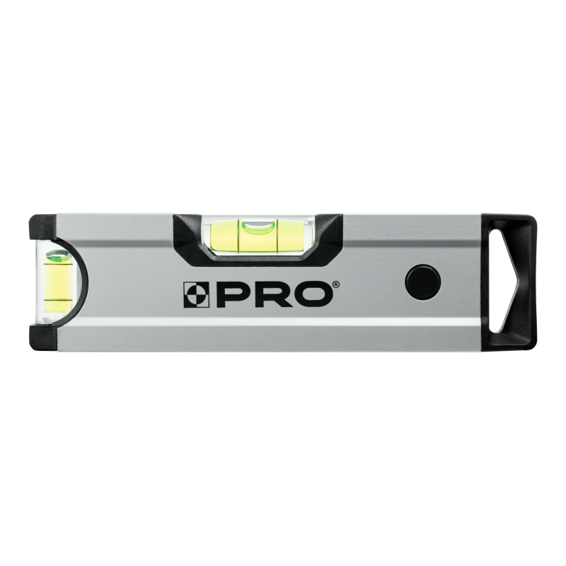 Poziomica kieszonkowa PRO600 anodowana srebrna z magnesami 17 cm PRO