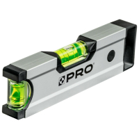 Poziomica kieszonkowa PRO600 anodowana srebrna z magnesami 17 cm PRO
