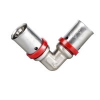 Kolano zaprasowywane podwójne PEX-AL-PEX z mosiądzu 16 x 16 mm